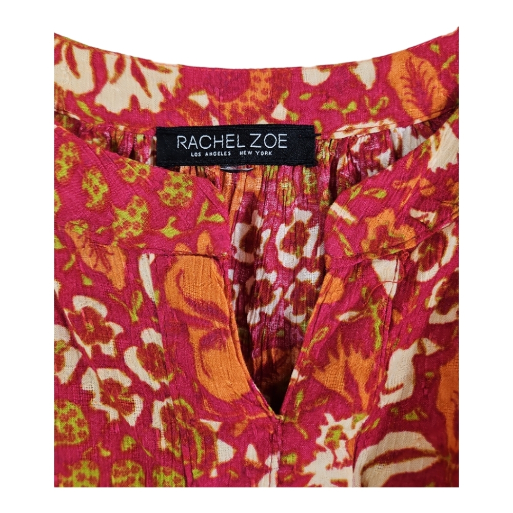 Rachel Zoe Long Sleeve Cropped Batik Gypsy Peasant Style Beach Top Size M - Picture 3 of 9